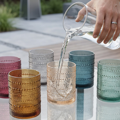 Six Hobnail Cups and Acrylic Drinking Glasses