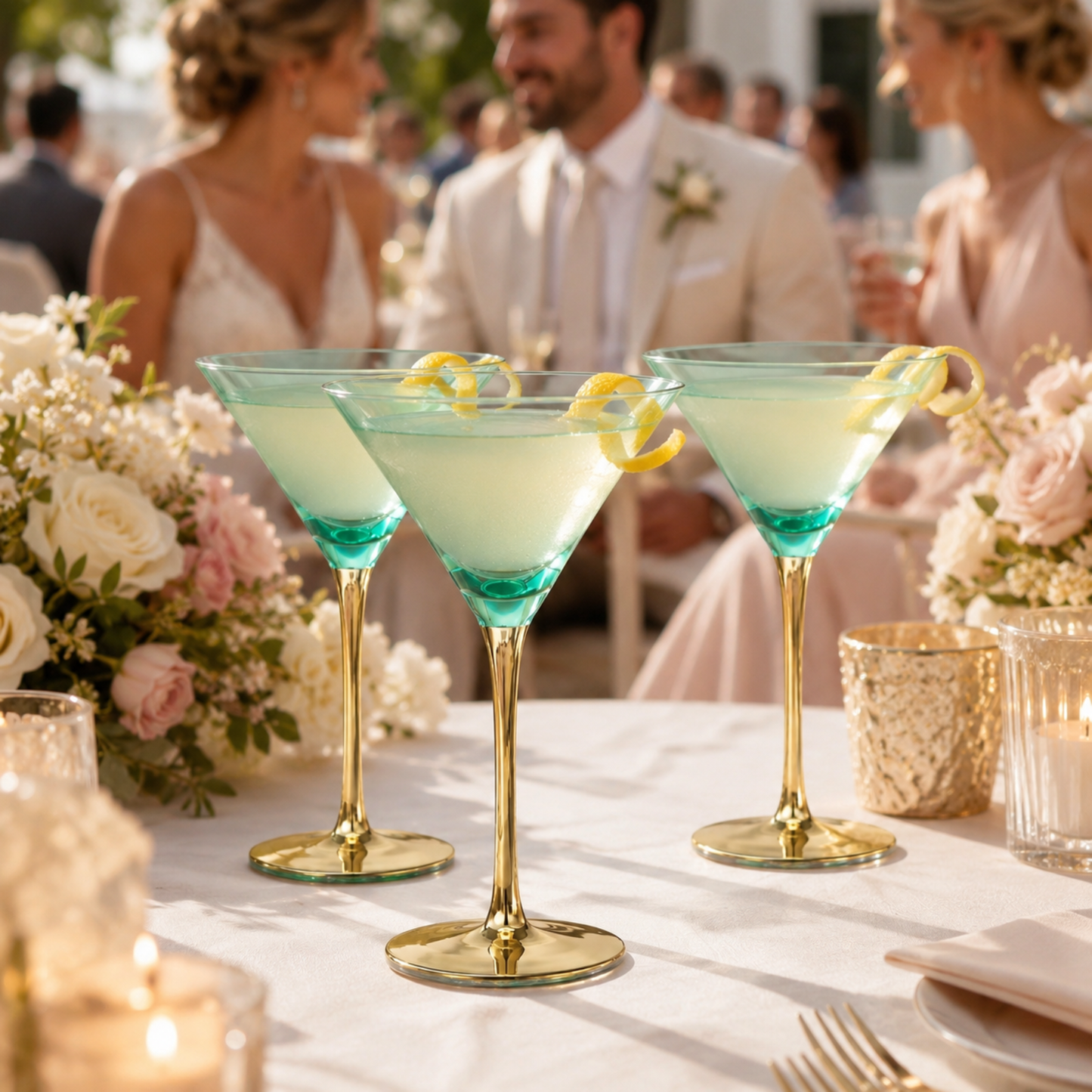 Set of Four Deco Martini Cocktail Glasses