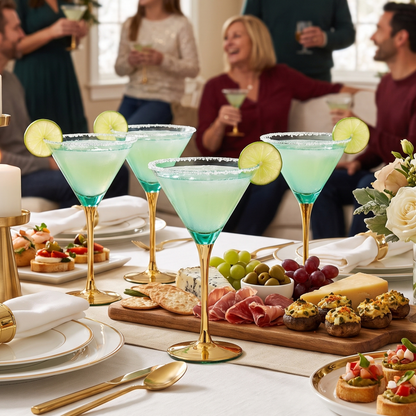 Set of Four Deco Martini Cocktail Glasses