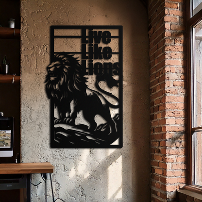 Live Like Lions Metal Wall Art – Powerful Roaring Lion Decor for Motivational Spaces- KAF597 - Tampa Home & Garden Store