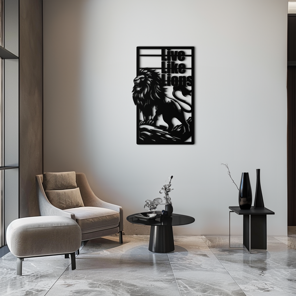 Live Like Lions Metal Wall Art – Powerful Roaring Lion Decor for Motivational Spaces- KAF597 - Tampa Home & Garden Store