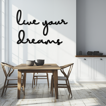 Live Your Dreams Metal Wall Art - Inspirational Script Wall Decor - KAF096 - Tampa Home & Garden Store
