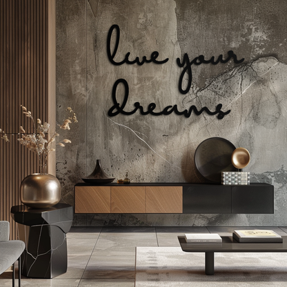 Live Your Dreams Metal Wall Art - Inspirational Script Wall Decor - KAF096 - Tampa Home & Garden Store