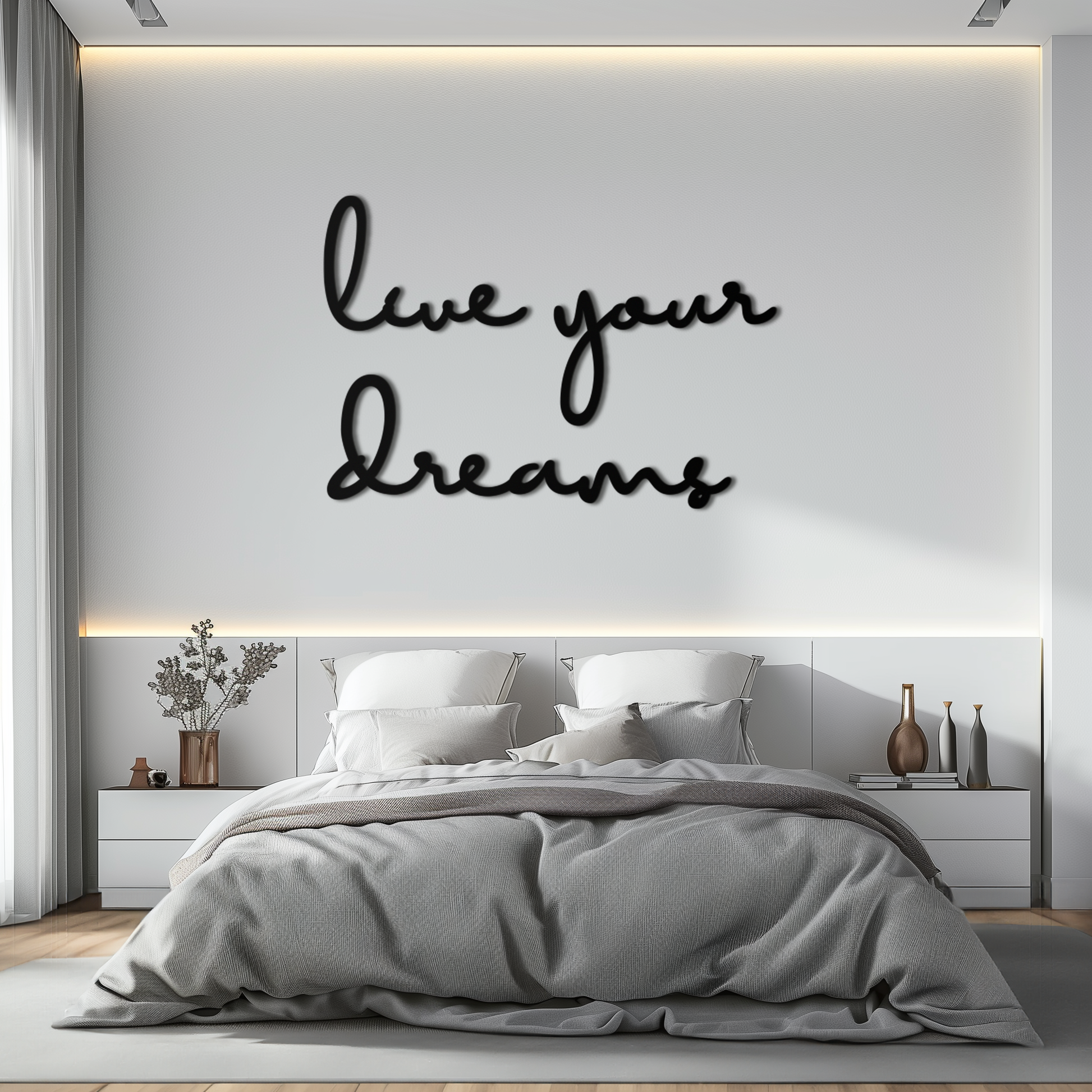 Live Your Dreams Metal Wall Art - Inspirational Script Wall Decor - KAF096 - Tampa Home & Garden Store