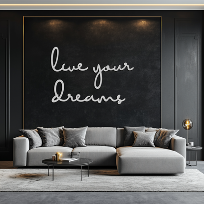 Live Your Dreams Metal Wall Art - Inspirational Script Wall Decor - KAF096 - Tampa Home & Garden Store