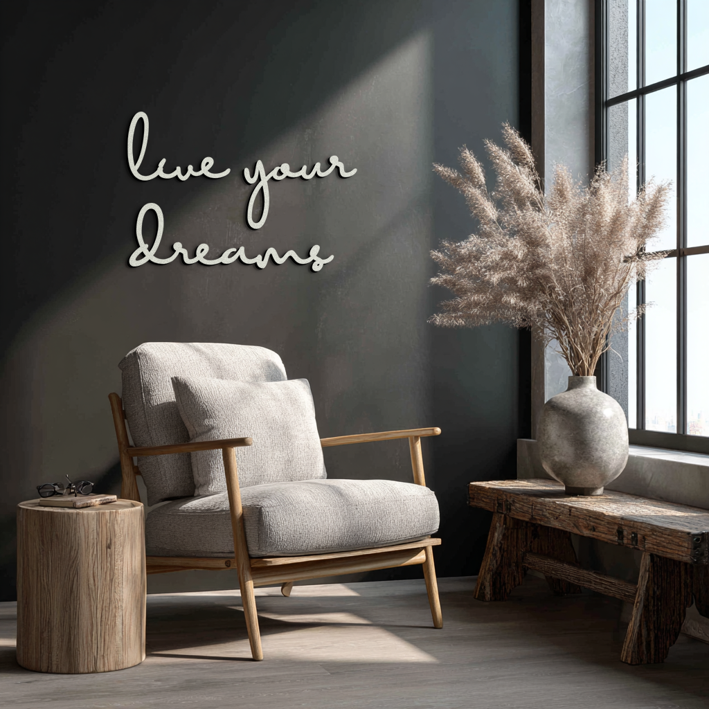 Live Your Dreams Metal Wall Art - Inspirational Script Wall Decor - KAF096 - Tampa Home & Garden Store
