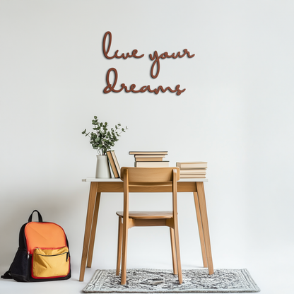 Live Your Dreams Metal Wall Art - Inspirational Script Wall Decor - KAF096 - Tampa Home & Garden Store