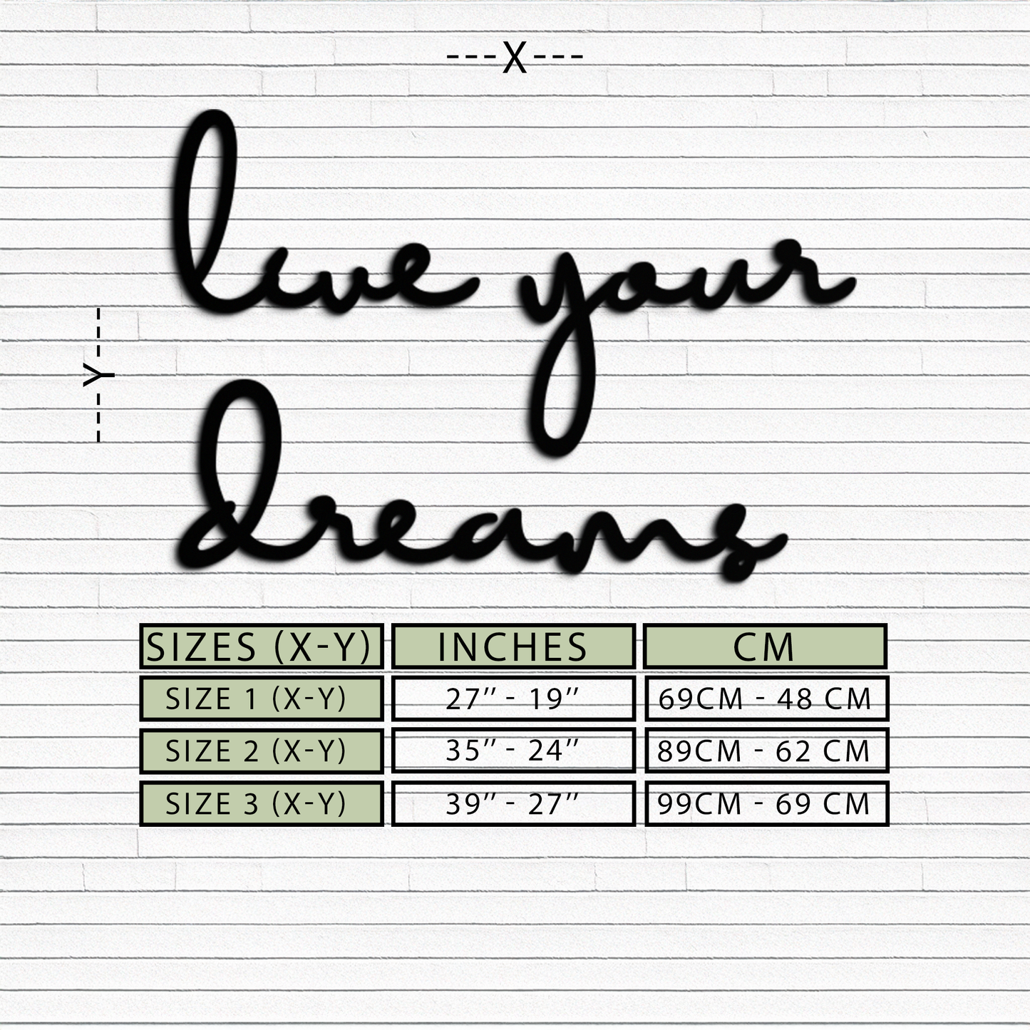 Live Your Dreams Metal Wall Art - Inspirational Script Wall Decor - KAF096 - Tampa Home & Garden Store