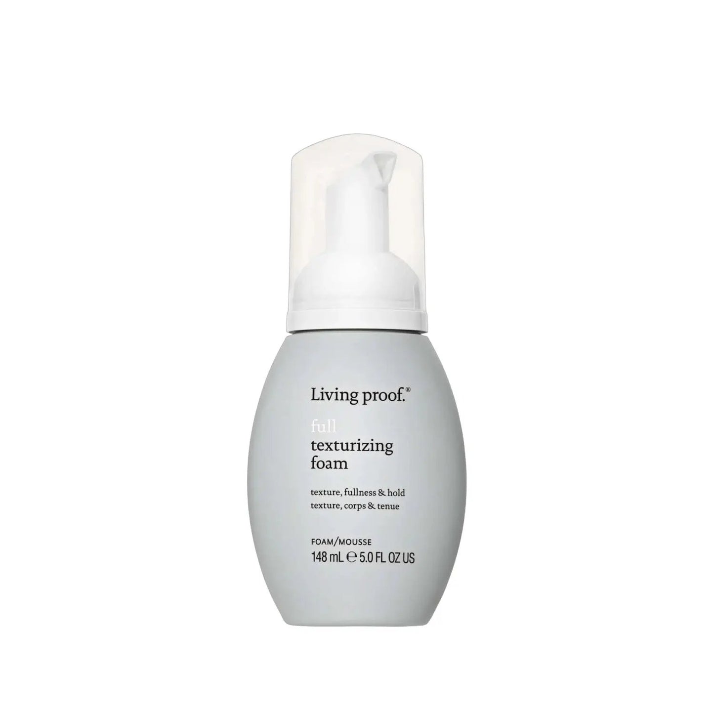 Living Proof full texturizing foam bottle, gray container with white pump, 5 oz on Tampa Home & Garden Store