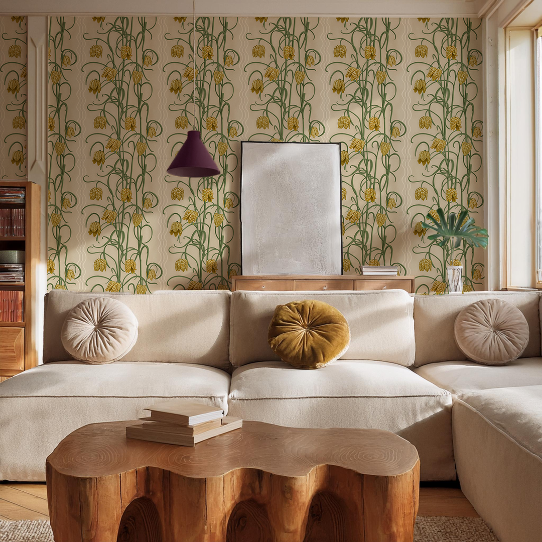 Campanas Wallpaper, tan and ocher