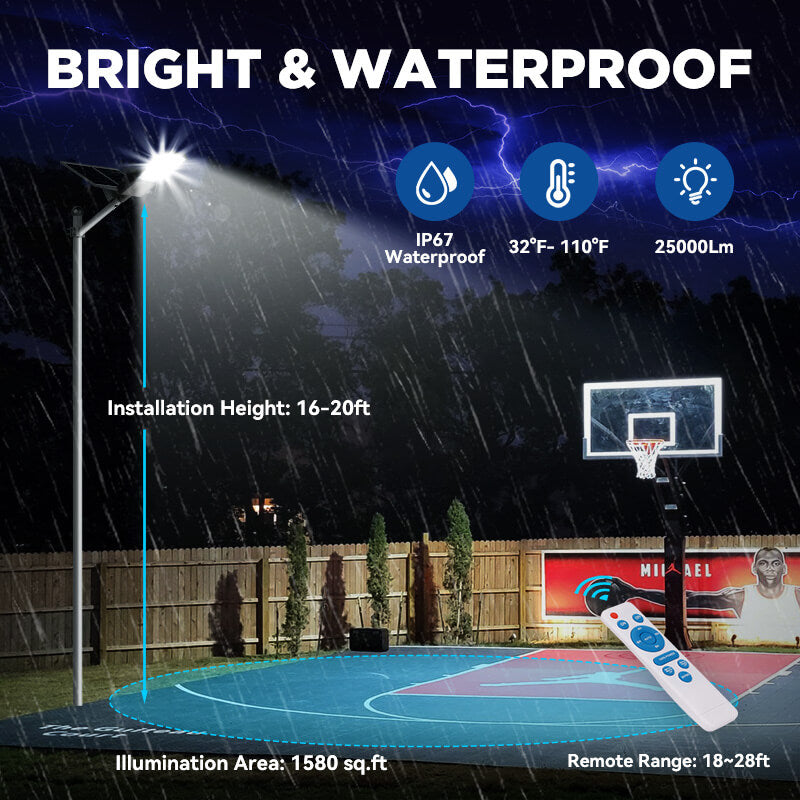 1200W solar street light with pole -30,000lumens