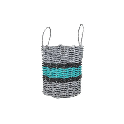 Lobster Rope Basket Light Gray and Teal, Black Accents