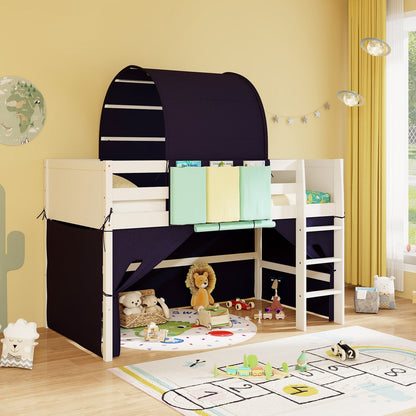 GemGear twin loft bed playhouse with navy tent canopy and 3 pastel pockets on Tampa Home & Garden Store