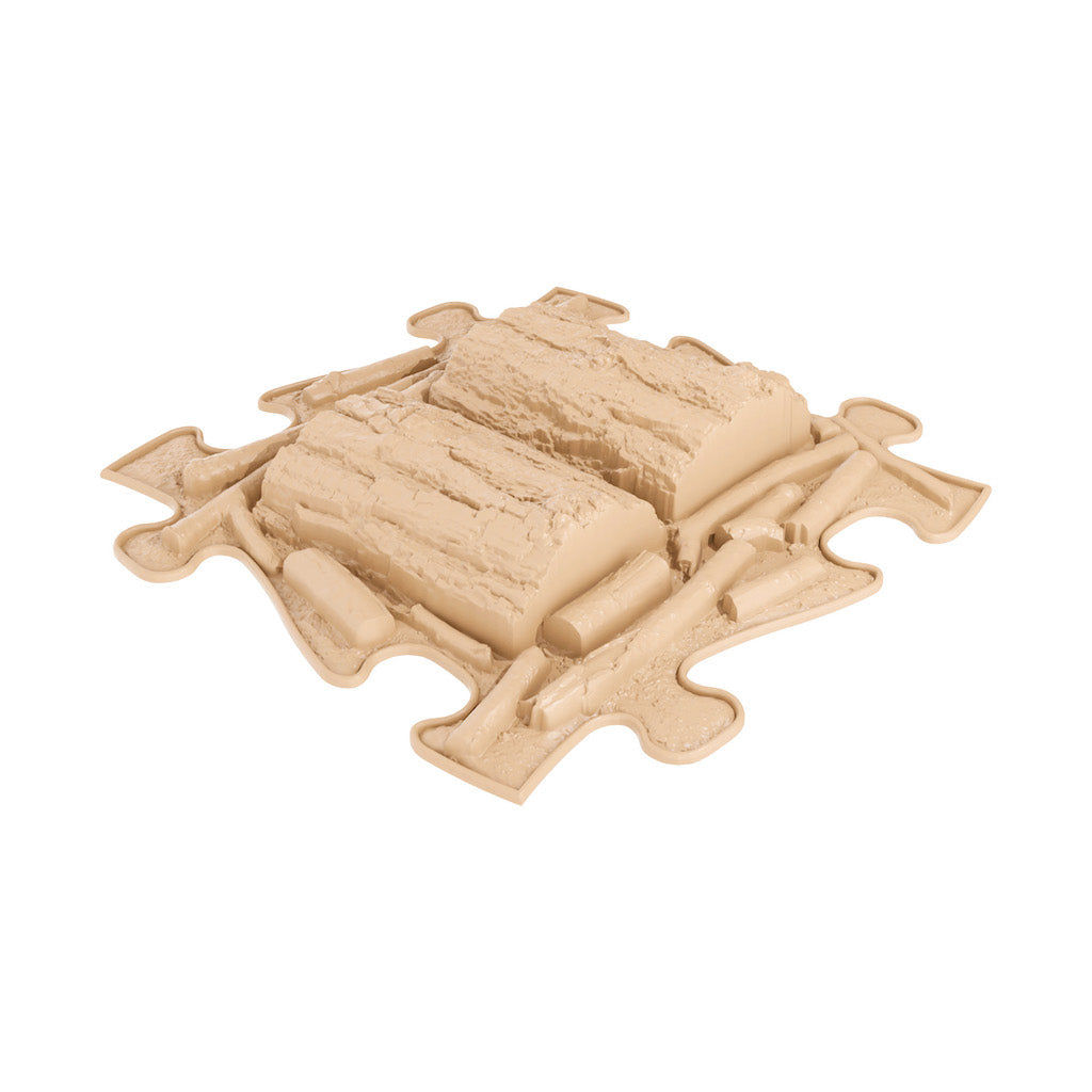 Natural Sensory Playmat Set beige interlocking mats with log-textured blocks on Tampa Home & Garden Store