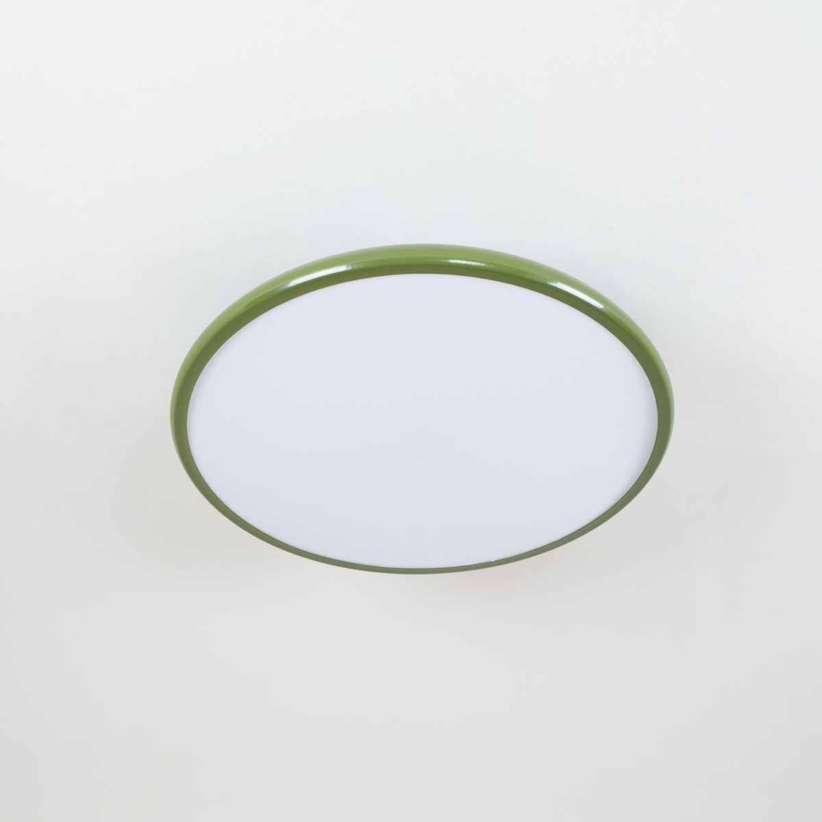 Orbitra green-rimmed flush mount LED ceiling light with white diffuser on Tampa Home & Garden Store