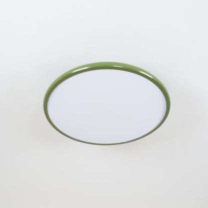 Orbitra green-rimmed flush mount LED ceiling light with white diffuser on Tampa Home & Garden Store