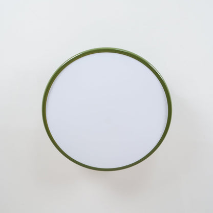 Orbitra round flush mount LED ceiling light with green frame and white diffuser on Tampa Home & Garden Store