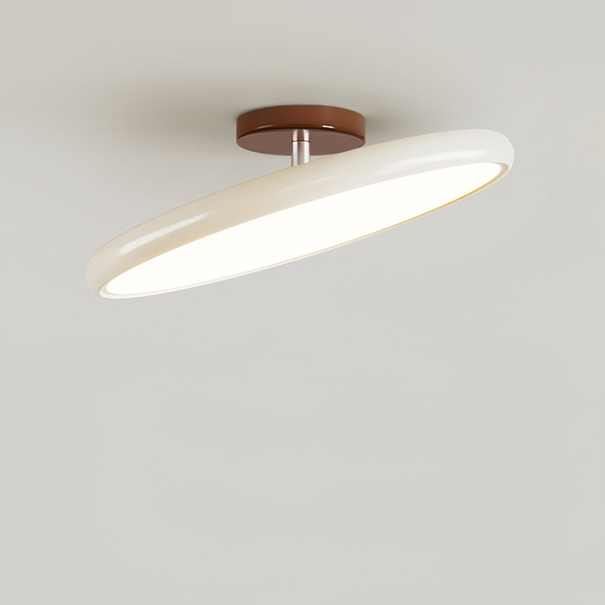 Ceiling light Orbitra flush mount LED with swivel arm in beige oval panel by Moktan Sabai on Tampa Home & Garden Store
