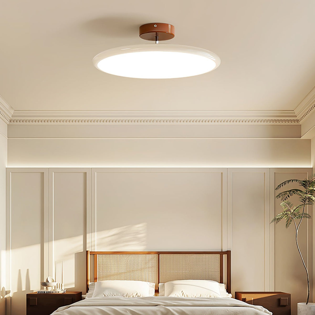 Orbitra flush mount LED ceiling light with swivel arm beige color dimmable Moktan Sabai on Tampa Home & Garden Store