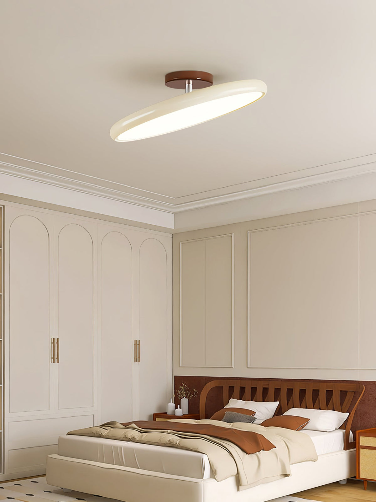 Orbitra flush-mount LED ceiling light with swivel arm beige, dimmable Moktan Sabai on Tampa Home & Garden Store