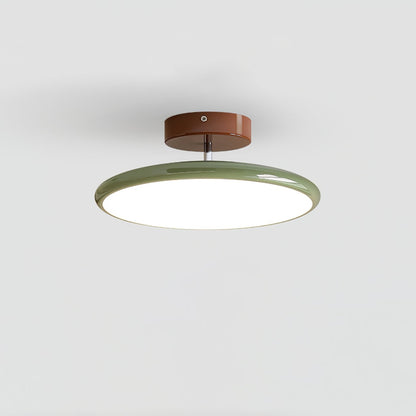 Orbitra flush mount LED ceiling light with swivel arm in green ring and brown canopy Moktan Sabai on Tampa Home & Garden Store