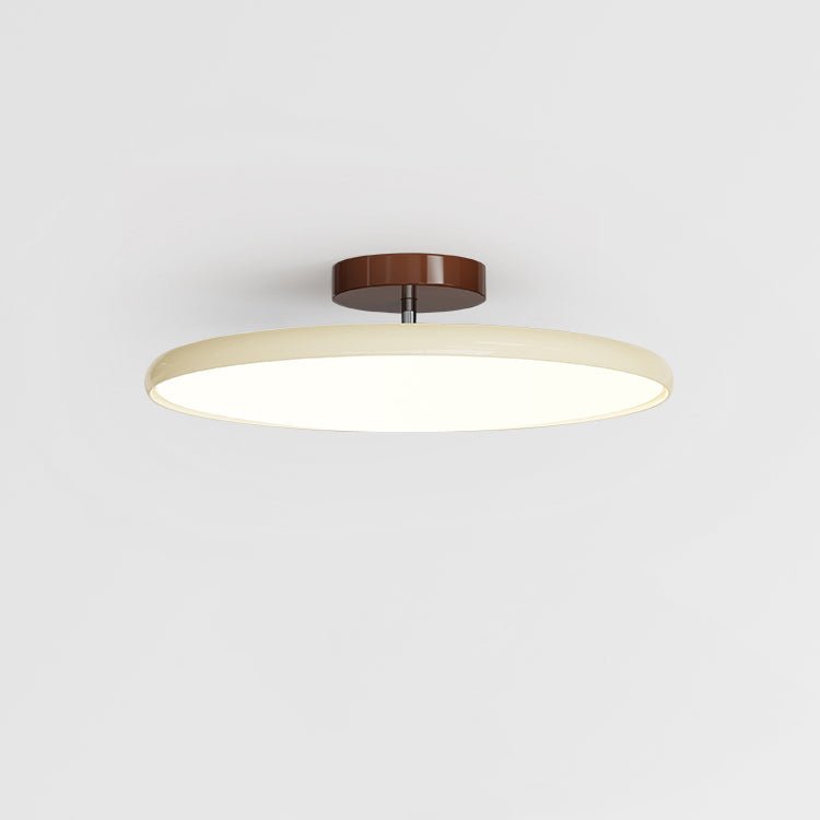 Orbitra flush mount ceiling light with swivel arm, beige ring, brown canopy by Moktan Sabai on Tampa Home & Garden Store