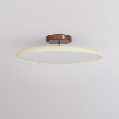 Orbitra flush mount LED ceiling light with swivel arm beige circular ring and copper mount on Tampa Home & Garden Store