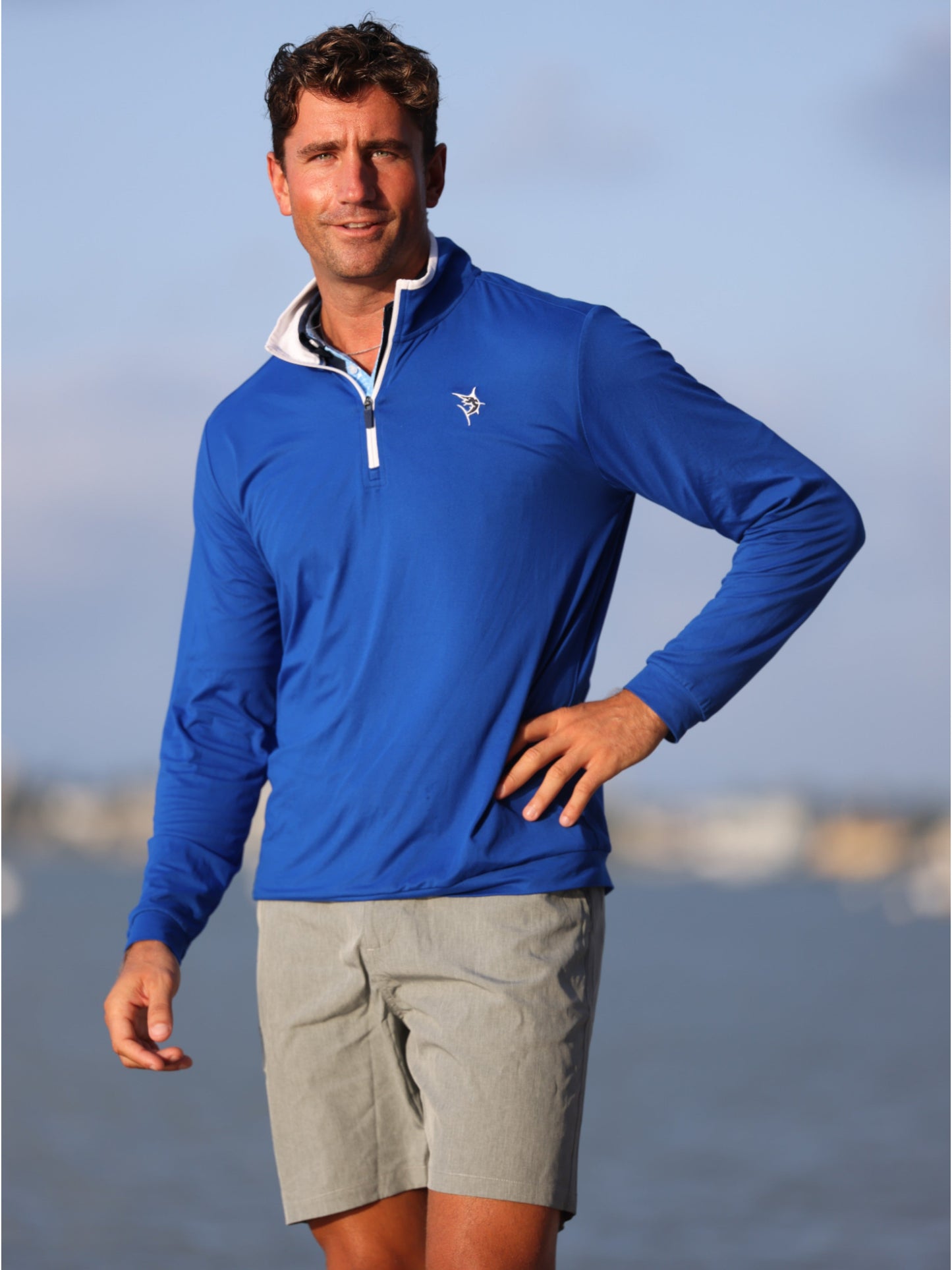 Long Beach Quarter Zip Ultra Soft Lightweight long sleeve top in royal blue by White Water Life on Tampa Home & Garden Store
