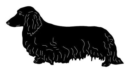 Long-Haired Dachshund garden stake wall hanging black silhouette Style 2 by Rustica Ornamentals on Tampa Home & Garden Store