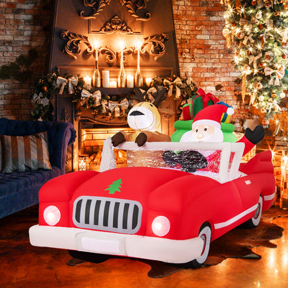 7.7 Feet Long DirectDeals Santa and Reindeer Inflatable in Red Car with Gift Bag and 9 Lights on Tampa Home & Garden Store