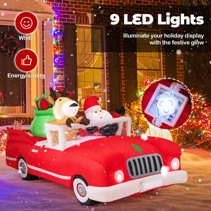 7.7ft inflatable Santa and reindeer in a red car with 9 LED lights DirectDeals on Tampa Home & Garden Store