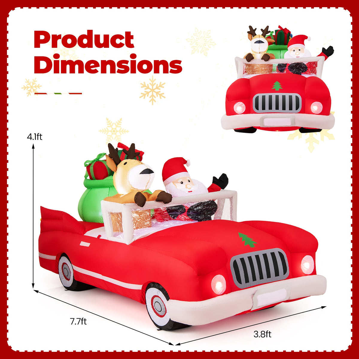 Inflatable Christmas car with Santa and reindeer, gifts and 9 LED lights DirectDeals on Tampa Home & Garden Store