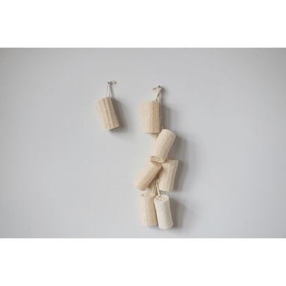 Loofah Brush with Cotton Rope Hanger, Natural - Tampa Home & Garden Store