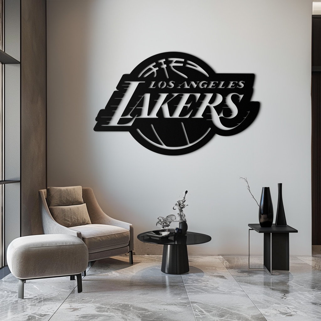 Los Angeles Lakers Logo Metal Wall Art – Iconic Basketball Team Silhouette Decor- KAF674 - Tampa Home & Garden Store