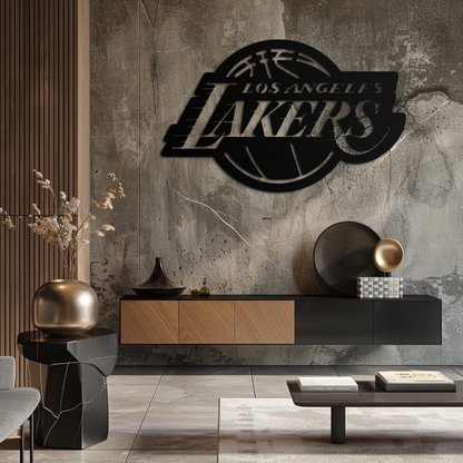 Los Angeles Lakers Logo Metal Wall Art – Iconic Basketball Team Silhouette Decor- KAF674 - Tampa Home & Garden Store