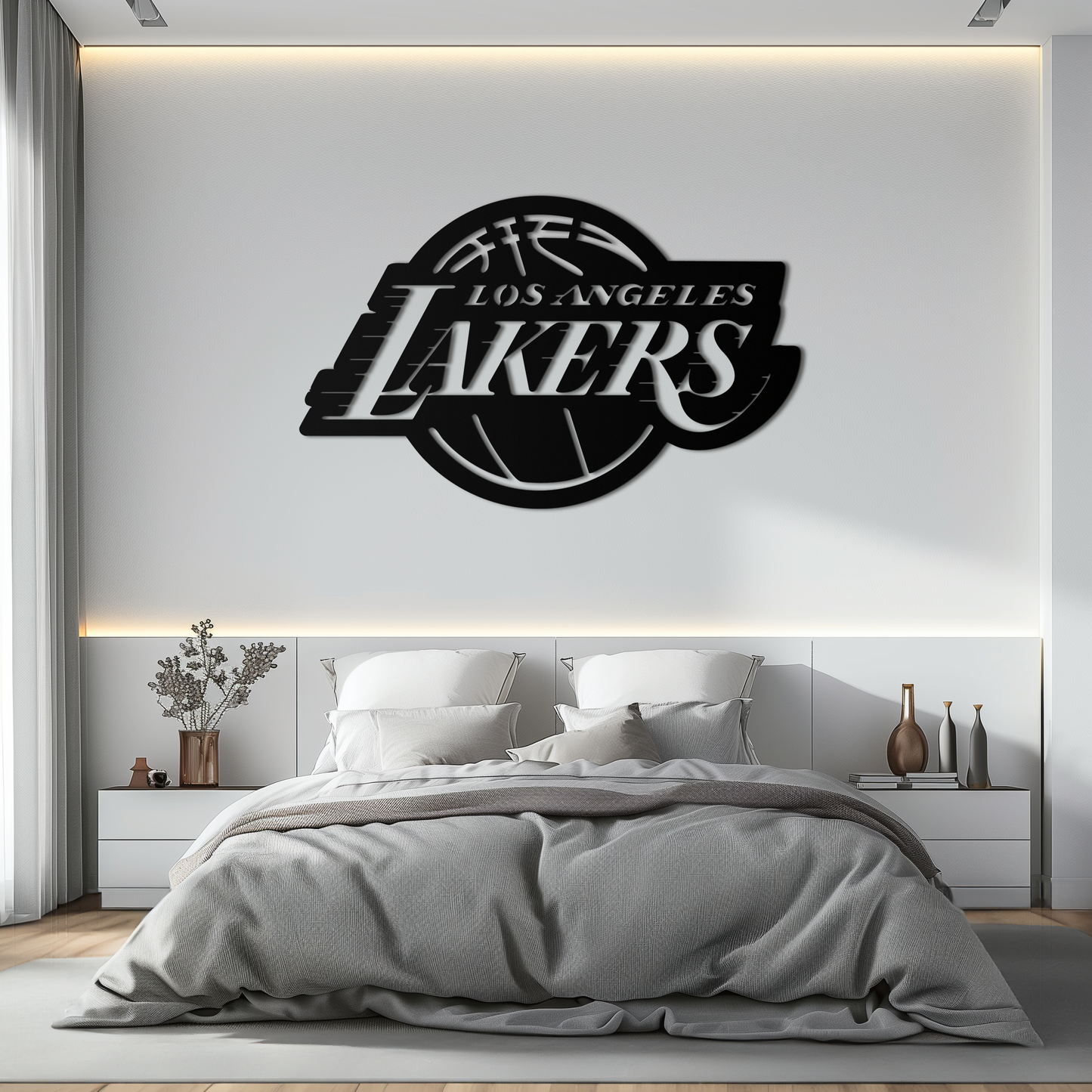 Los Angeles Lakers Logo Metal Wall Art – Iconic Basketball Team Silhouette Decor- KAF674 - Tampa Home & Garden Store