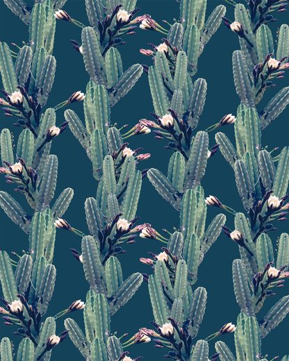 Los Cactus Wallpaper, blue - Tampa Home & Garden Store