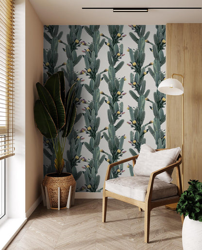 Los Cactus Wallpaper, off-white - Tampa Home & Garden Store