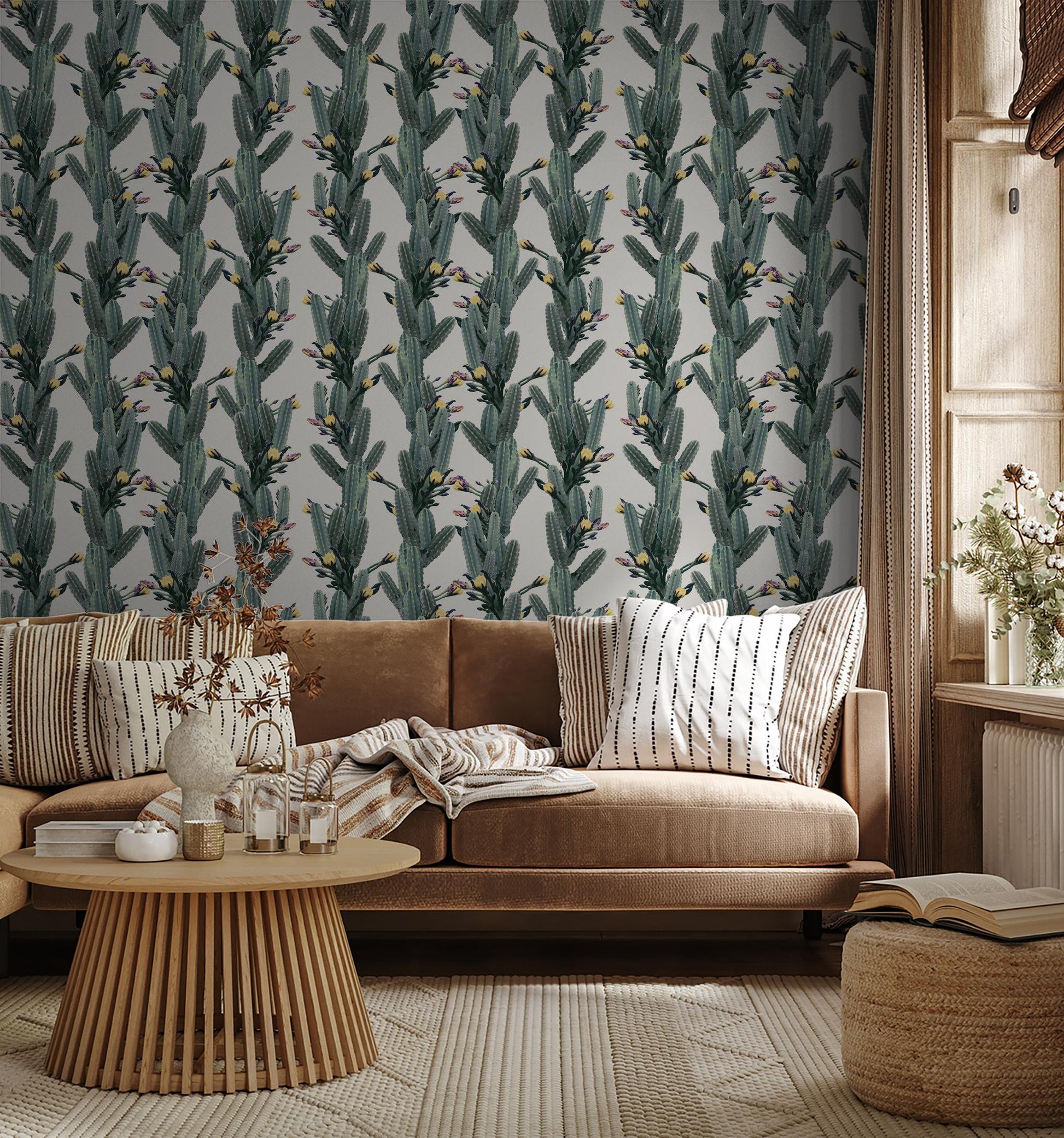 Los Cactus Wallpaper, off-white - Tampa Home & Garden Store