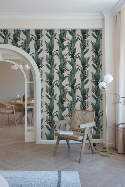 Los Cactus Wallpaper, off-white - Tampa Home & Garden Store