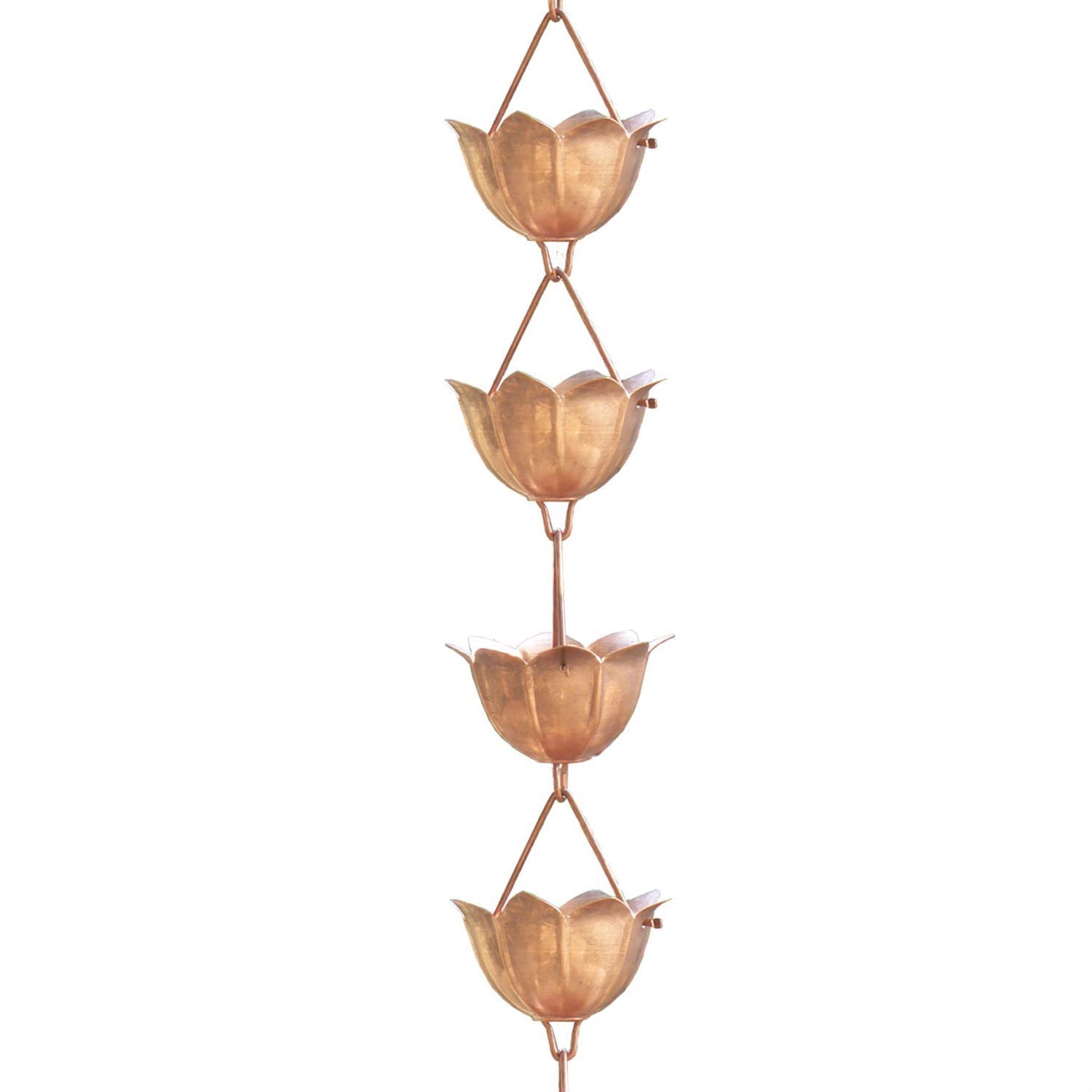 Lotus Flower 8.5-Ft Pure Copper Rain Chain for Rainwater Downspout - Tampa Home & Garden Store