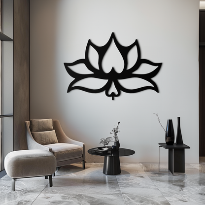 Lotus Flower Metal Wall Art – Modern Black Floral Wall Decor- KAF527 - Tampa Home & Garden Store