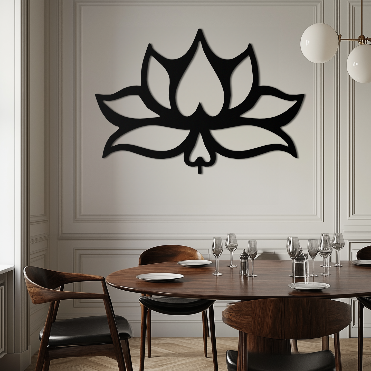 Lotus Flower Metal Wall Art – Modern Black Floral Wall Decor- KAF527 - Tampa Home & Garden Store