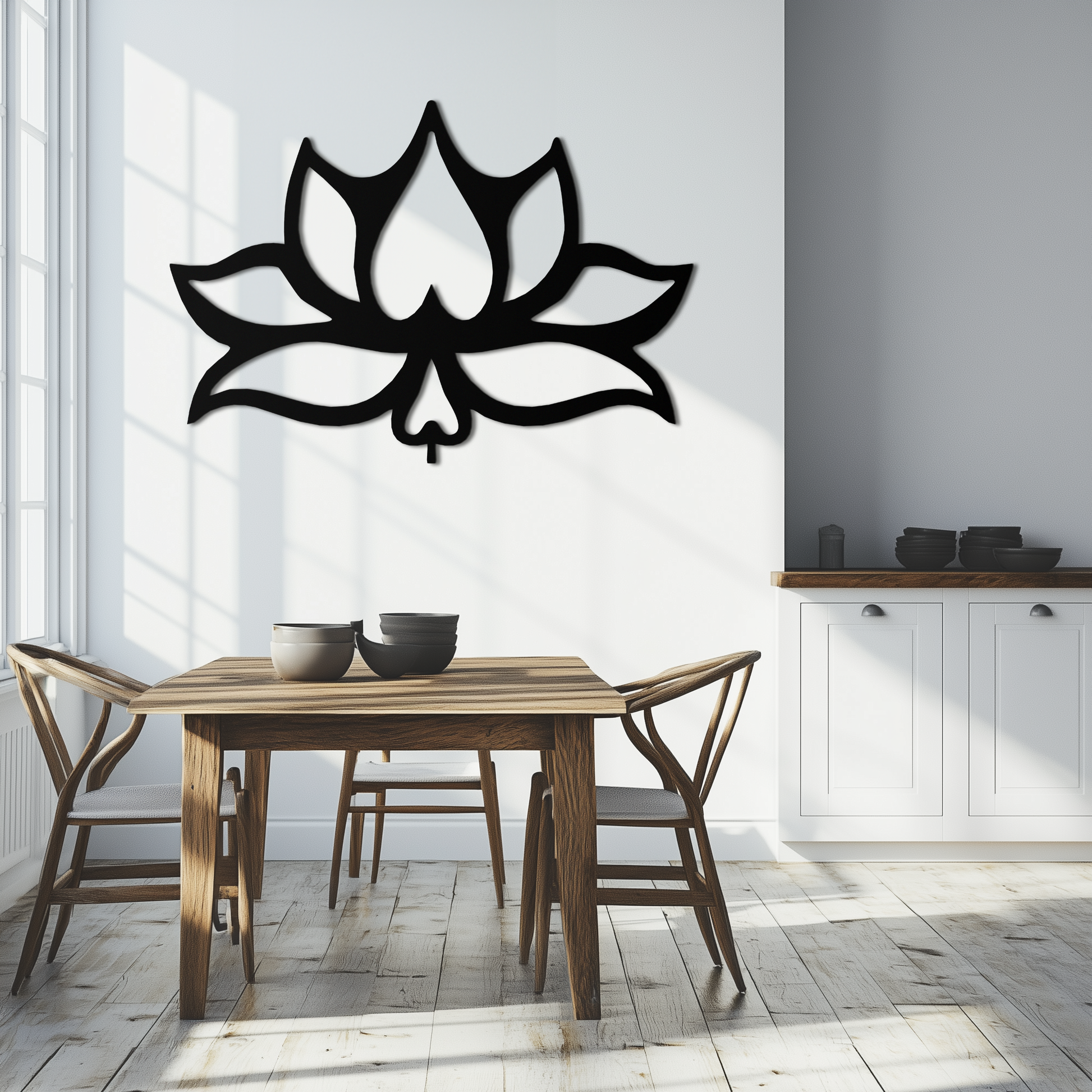 Lotus Flower Metal Wall Art – Modern Black Floral Wall Decor- KAF527 - Tampa Home & Garden Store