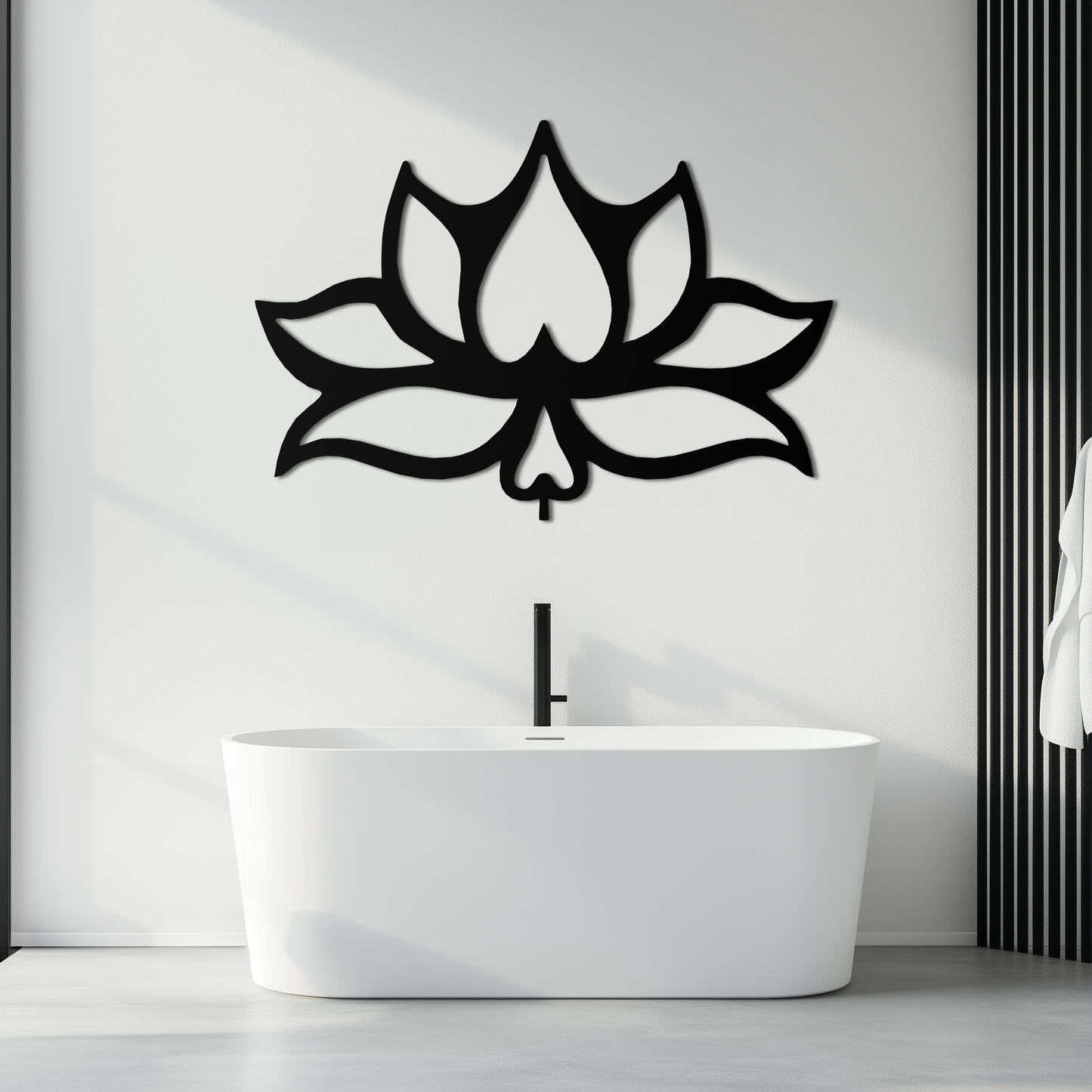 Lotus Flower Metal Wall Art – Modern Black Floral Wall Decor- KAF527 - Tampa Home & Garden Store