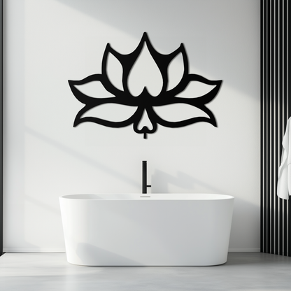 Lotus Flower Metal Wall Art – Modern Black Floral Wall Decor- KAF527 - Tampa Home & Garden Store