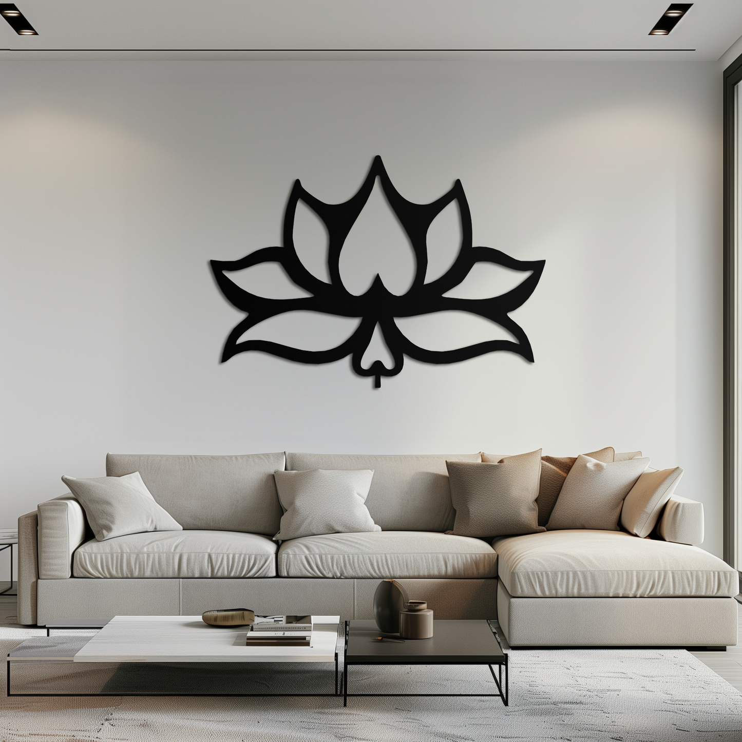 Lotus Flower Metal Wall Art – Modern Black Floral Wall Decor- KAF527 - Tampa Home & Garden Store
