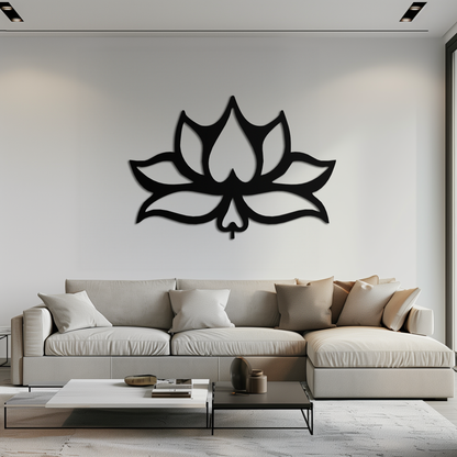 Lotus Flower Metal Wall Art – Modern Black Floral Wall Decor- KAF527 - Tampa Home & Garden Store