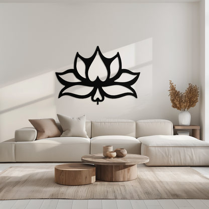 Lotus Flower Metal Wall Art – Modern Black Floral Wall Decor- KAF527 - Tampa Home & Garden Store