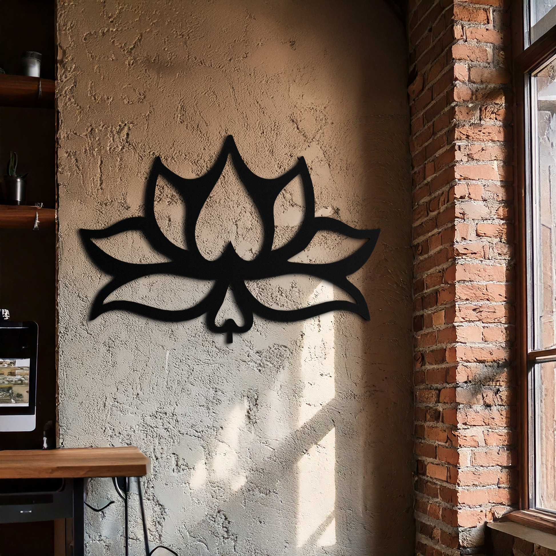 Lotus Flower Metal Wall Art – Modern Black Floral Wall Decor- KAF527 - Tampa Home & Garden Store
